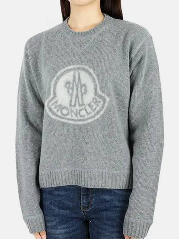 Women s Big Wappen Logo Wool Knit Gray 9C00014 M1127 986 271732 1146515 - MONCLER - BALAAN 1