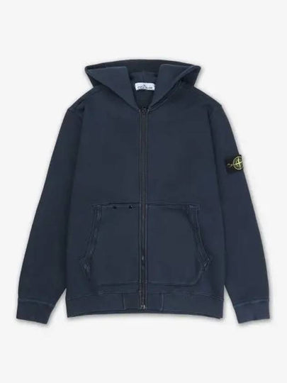 Logo Patch Zip-Up Hoodie Navy - STONE ISLAND - BALAAN 2