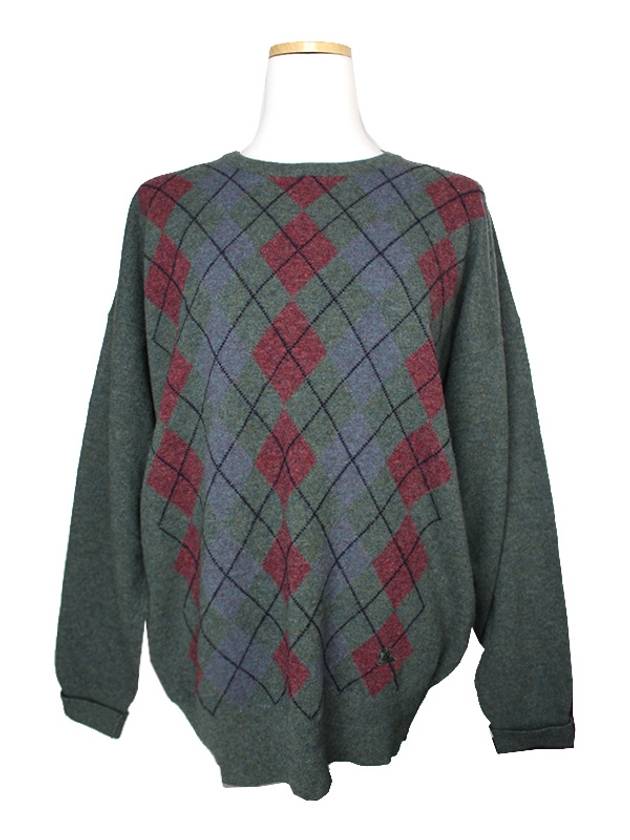 Charcoal gray argyle check men s knit top 95 100 - BURBERRY - BALAAN 1