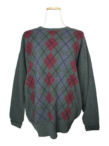 Charcoal gray argyle check men s knit top 95 100 - BURBERRY - BALAAN 1