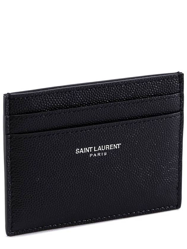 Embossed Leather Card Wallet Black - SAINT LAURENT - BALAAN 3