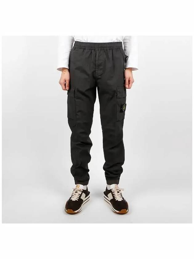 Stretch Cotton Tela Paracadute Cargo Straight Pants Dark Grey - STONE ISLAND - BALAAN 3