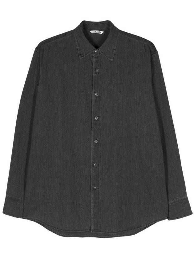 Selvage Super Light Denim Long Sleeve Shirt Washed Black - AURALEE - BALAAN 1