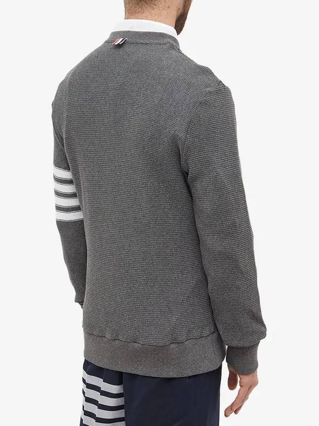 4 Bar Stripe Open Raschel Stitch Sweatshirt Grey - THOM BROWNE - BALAAN 6