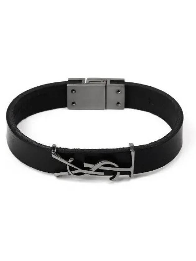 Monogram Leather Bracelet Black - SAINT LAURENT - BALAAN 2