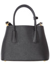 Double Saffiano Leather Mini Bag Black - PRADA - BALAAN 4