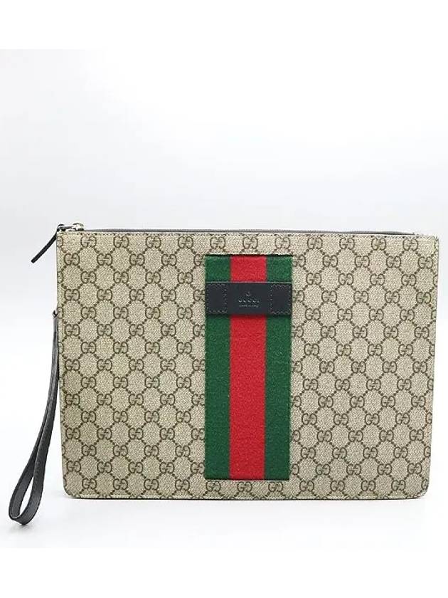 433665 GG Logo PVC Supreme Canvas Web Tricolor Stitch Clutch Wrist Strap - GUCCI - BALAAN 1