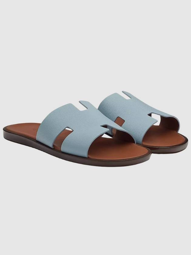 Men's Izmir Sandals Calfskin Sky Blue Brown Two Tone - HERMES - BALAAN 7