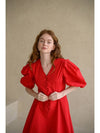 Caisienne Vneck puff sleeve Aline dress_red - CAHIERS - BALAAN 8