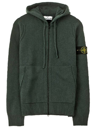 Wappen Patch Wool Knit Zip Up Hoodie Green - STONE ISLAND - BALAAN 2