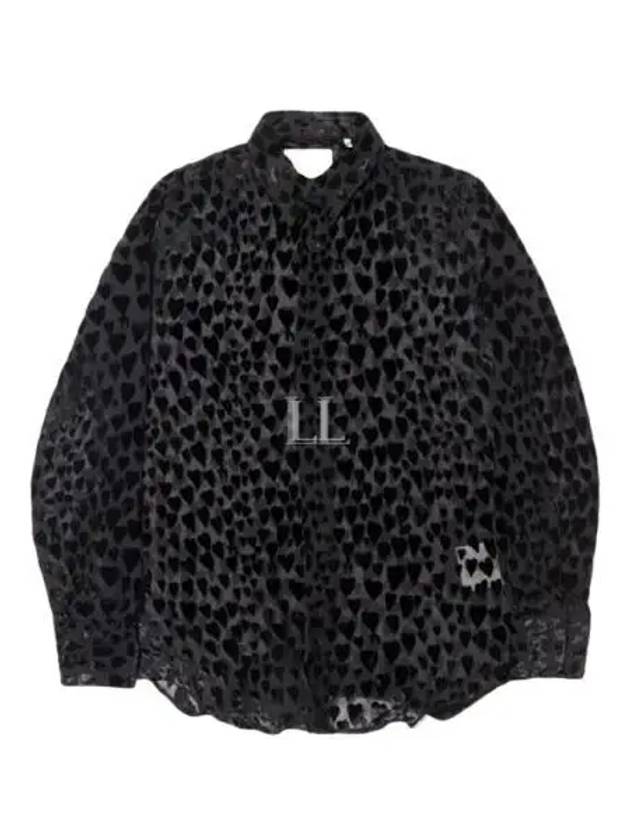 Velvet Heart Pattern Blouse Black - AMI - BALAAN 2