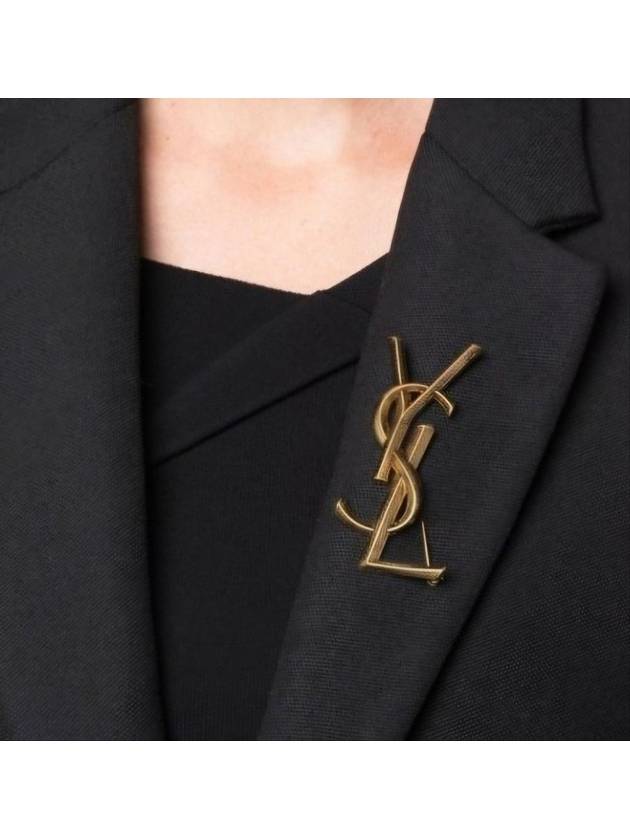 Snake Textured Monogram Brooch Gold - SAINT LAURENT - BALAAN 7