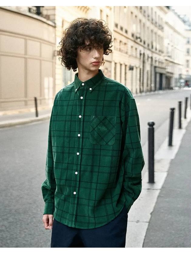 Corduroy Check Long Sleeve Shirt Green - FLUKE - BALAAN 1