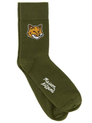 Fox Head Socks Green - MAISON KITSUNE - BALAAN 1