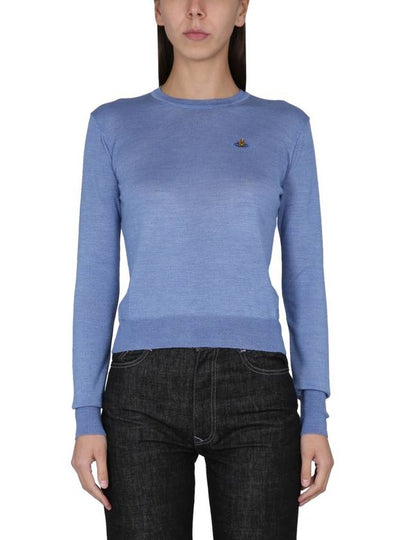 Women's Bea Jumper Embroidered Logo Knit Top Indigo - VIVIENNE WESTWOOD - BALAAN 2