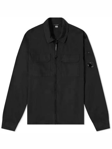 Men's Gabardine Two-Pocket Shirt Zip-Up Jacket Black - CP COMPANY - BALAAN 1