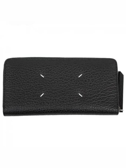 Stitched Grain Leather Zip Around Long Wallet Black - MAISON MARGIELA - BALAAN 2