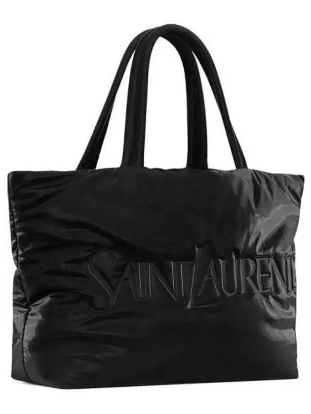 Silktech Canvas Tote Bag Black - SAINT LAURENT - BALAAN 4