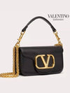 V Logo Buckle Calfskin Small Shoulder Bag Black - VALENTINO - BALAAN 3