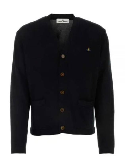 V Neck Cotton Cardigan Black - VIVIENNE WESTWOOD - BALAAN 2