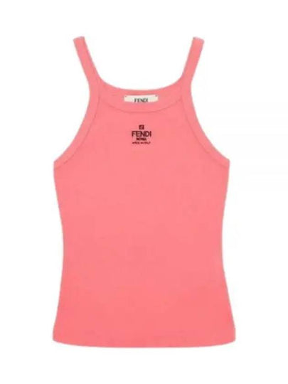 Embroidered Logo Cotton Sleeveless Pink - FENDI - BALAAN 2