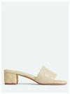 Amy Interciato Motif Leather Sandal Heels Beige - BOTTEGA VENETA - BALAAN 2