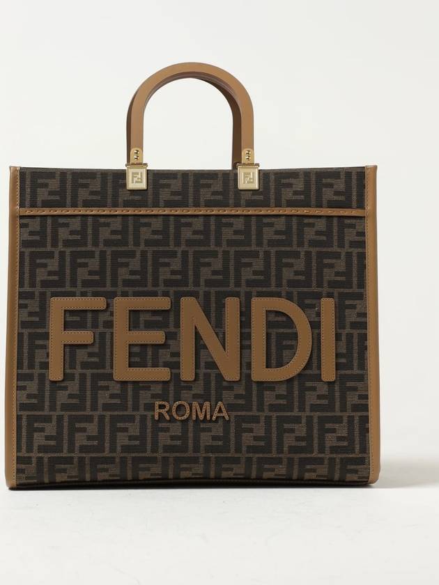 Jacquard Fabric Sunshine Tote Bag Brown - FENDI - BALAAN 2