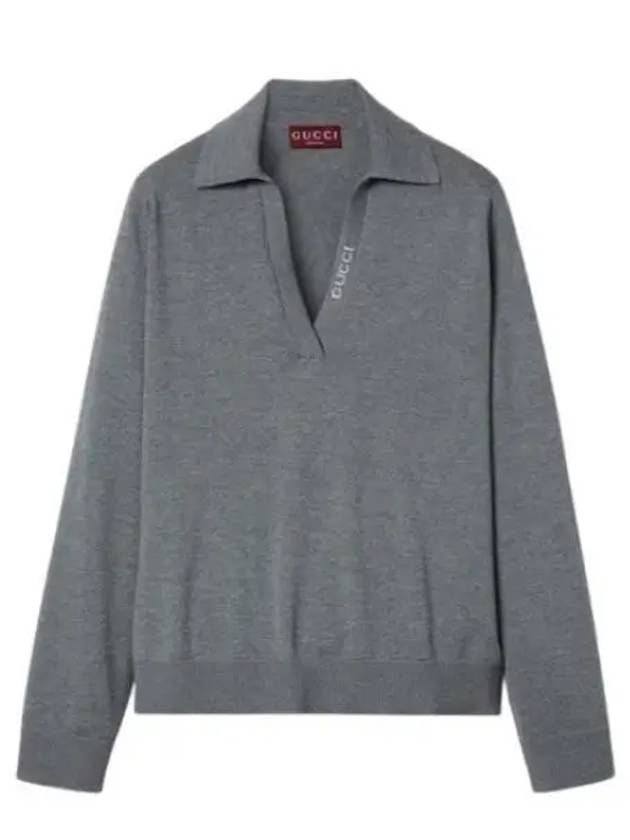 Extra Fine Wool Polo Shirt Grey - GUCCI - BALAAN 2