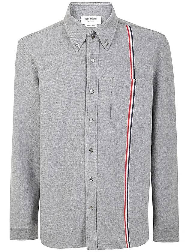 Double Face Knit Long Sleeve Shirt Grey - THOM BROWNE - BALAAN 1