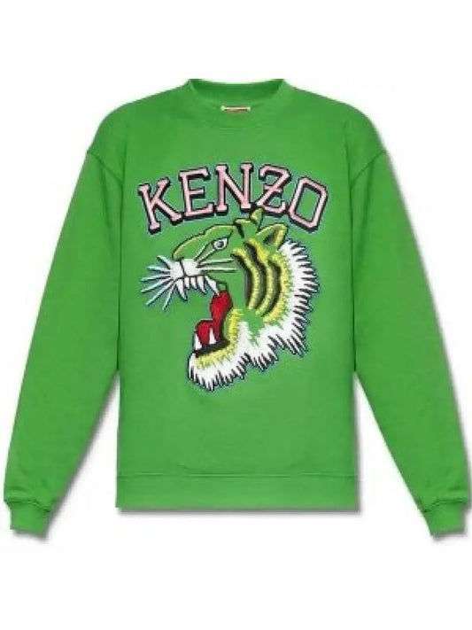 Tiger Varsity Print Cotton Sweatshirt Green - KENZO - BALAAN 2