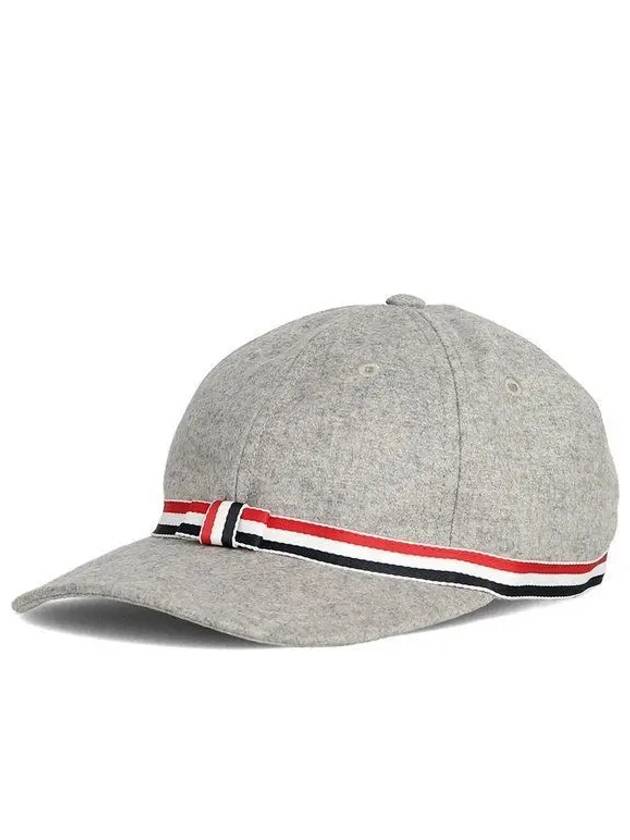 Bow Grosgrain Wool Flannel Ball Cap Light Grey - THOM BROWNE - BALAAN 2