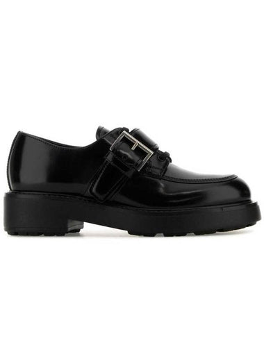 Brushed Leather Lace Up Derby Black - PRADA - BALAAN 1