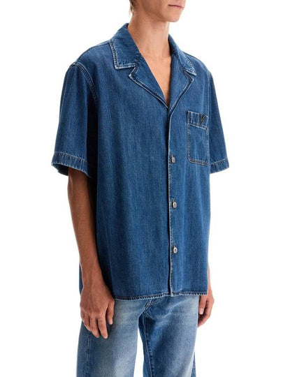 denim bowling shirt for men - VALENTINO - BALAAN 2