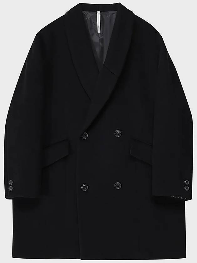 Cashmere Overfit Shawl Collar Double Coat Black - NOIRER - BALAAN 3