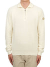 Cotton Cashmere Half Zip Knit Top White - MONCLER - BALAAN 3