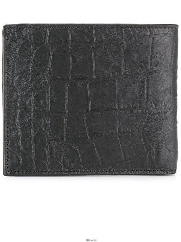 Men's Monogram Crocodile Leather Half Wallet Black - SAINT LAURENT - BALAAN 4