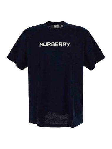 Logo Print Short Sleeve T-Shirt Navy - BURBERRY - BALAAN 1