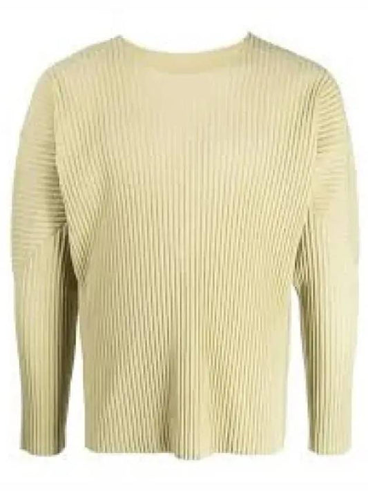 HOMME PLISSE Oversized pleated long sleeve t shirt beige HP36JK10360 - ISSEY MIYAKE - BALAAN 1