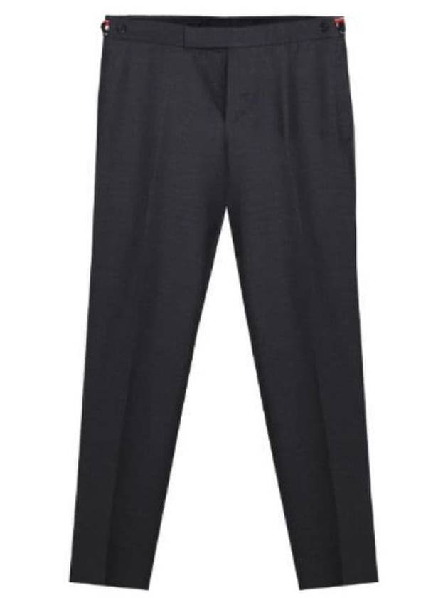 Low Rise Side Tab Wool Slacks Charcoal - THOM BROWNE - BALAAN 2