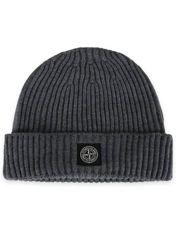 Stone Kids Logo Patch Wool Beanie Dark Gray 7916N07C3 V0M67 - STONE ISLAND - BALAAN 1