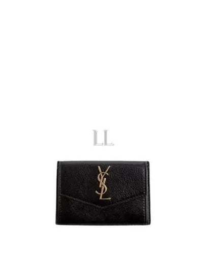 Logo Monogram Calfskin Card Wallet Black - SAINT LAURENT - BALAAN 2