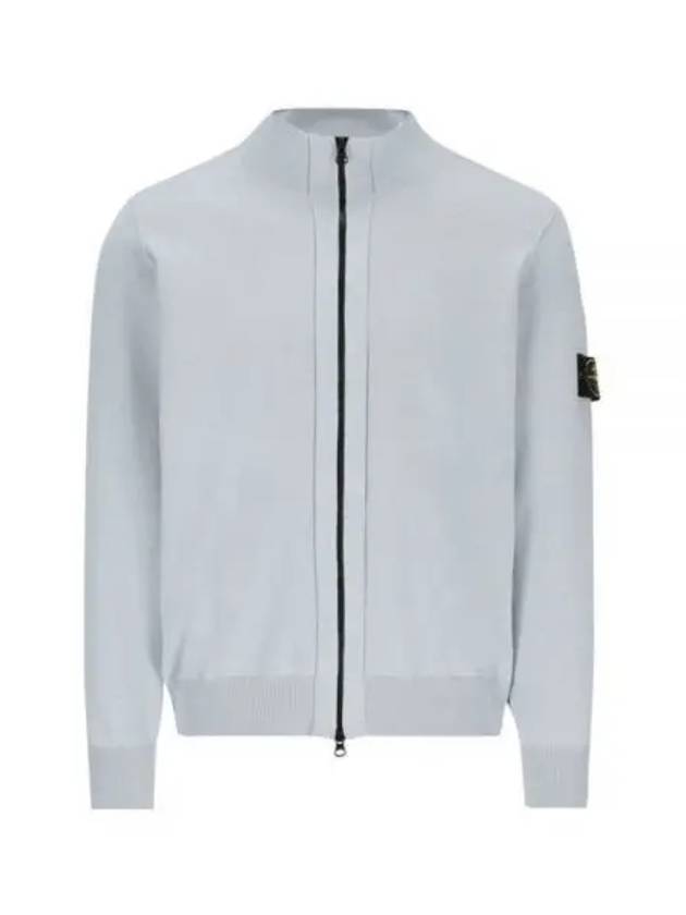 Wappen Patch Cotton Zip-Up Cardigan Sky Blue - STONE ISLAND - BALAAN 2