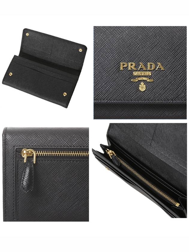 Metal Logo Saffiano Long Wallet Black - PRADA - BALAAN 5