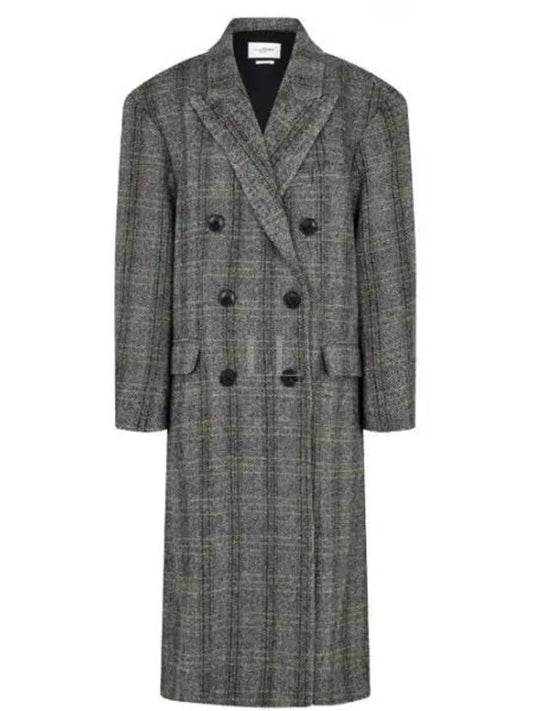 Women's Check Pattern Double Coat Beige - ISABEL MARANT - BALAAN 2