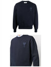 Men's Heart Embroidered Logo Sweatshirt Navy - AMI - BALAAN 5