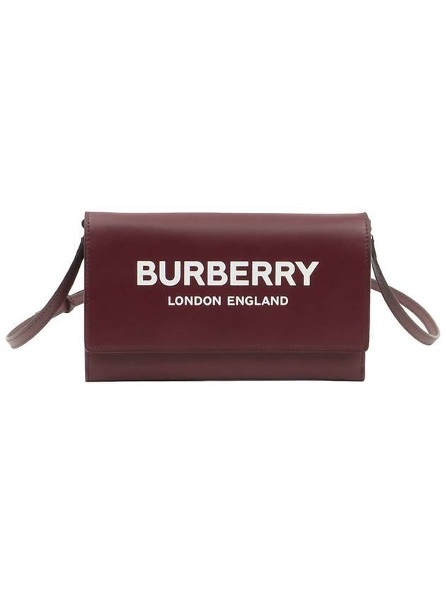 Burgundy leather Hazelmere lettering logo print mini cross bag - BURBERRY - BALAAN 1