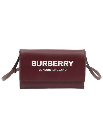 Burgundy leather Hazelmere lettering logo print mini cross bag 80463101 - BURBERRY - BALAAN 1