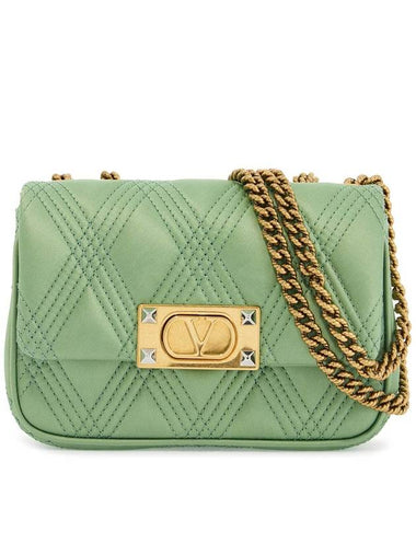 small quilted green silk shoulder bag with chain - VALENTINO - BALAAN 1