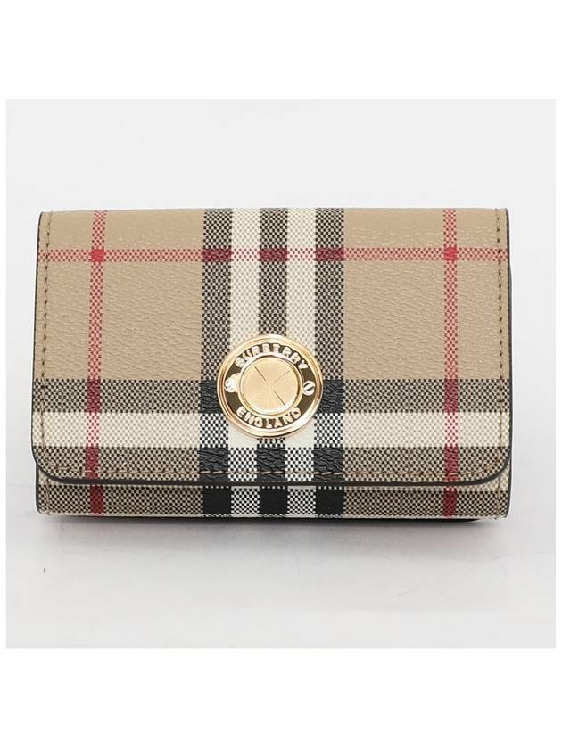 Vintage Check Leather Small Folding Wallet Archive - BURBERRY - BALAAN 3