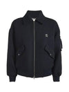 Men's Logo Tweed Zip-Up Jacket Navy - WOOYOUNGMI - BALAAN 2